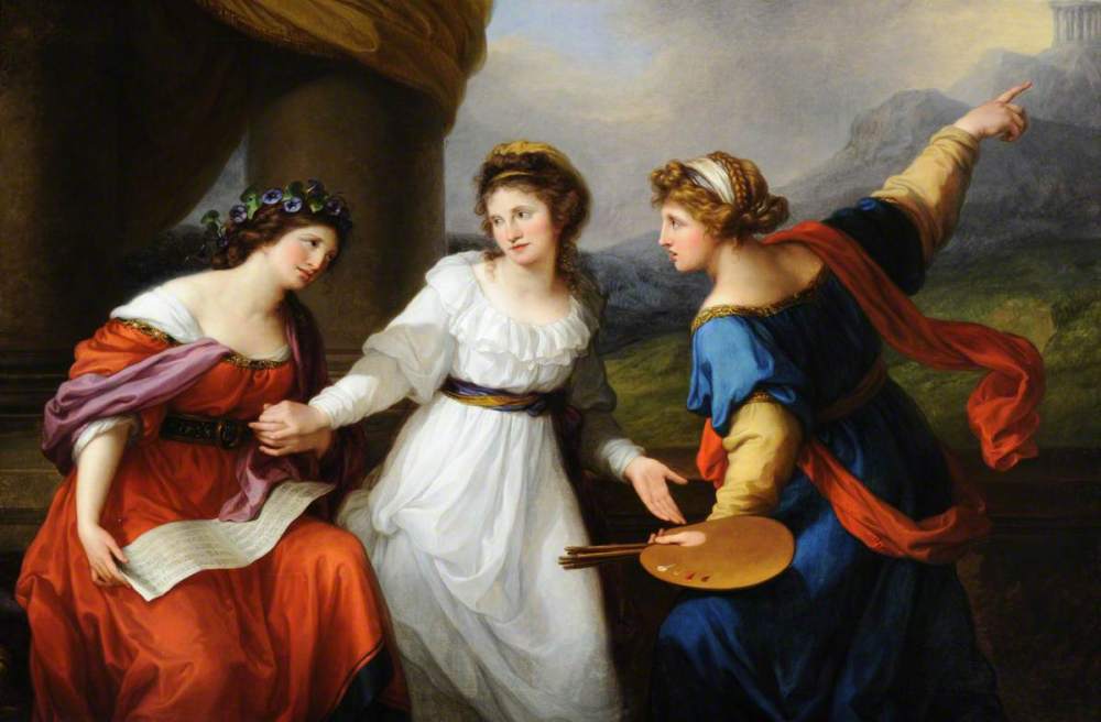 Kauffmann, Angelica, 1741-1807; Self Portrait of the Artist Hesitating between the Arts of Music and Painting